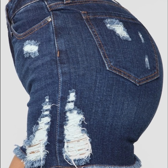 Fashion Nova Denim Dark Wash Jean Shorts - Picture 5 of 8
